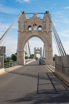 Suspension bridge over Ebro river at Amposta, Spain