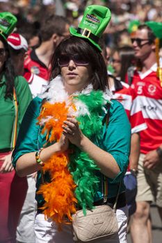 SYDNEY, AUSTRALIA - Mar 17TH:Girl in fancy dress participating in the  St Patrick's Day parade on March 17th 2013. Australia has marked the occasion since 1810