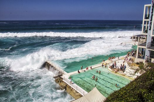 BONDI BEACH BATHS, AUSTRALIA - Mar 16TH: People relaxing in Bondi baths on March 16th 2013. Bondi is one of the most famous beaches in the world.