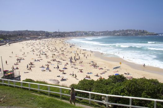 BONDI BEACH, AUSTRALIA - Mar 16TH: People relaxing on the beach on March 16th 2013. Bondi is one of the most famous beaches in the world.