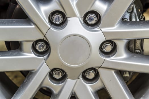 Close up car wheel