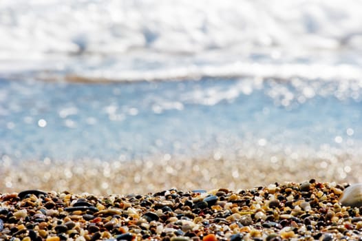 Pebbles on the shore of the Mediterranean Sea