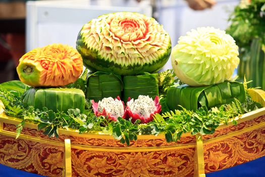 mix fruit carving in the Thailand ultimate chef challenge 2013