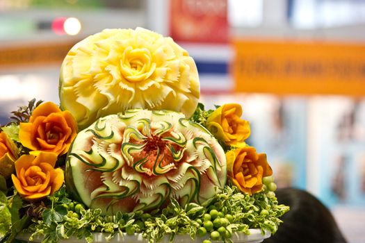 vegetable carving in the Thailand ultimate chef challenge 2013