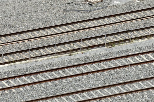 rails crossed by train