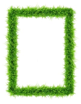 grass frame top view on white background