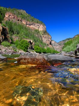 Colorado River flows through the White River National Forest in the western United States.