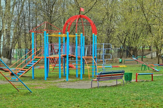 Children's playground on a spring day. Moscow 