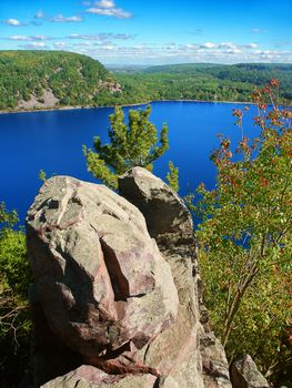 Rocky outcrop over Devils Lake State Park in Wisconsin.