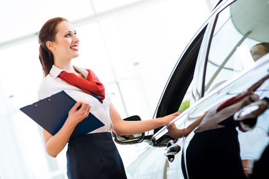 portrait of a young woman in a showroom consultant