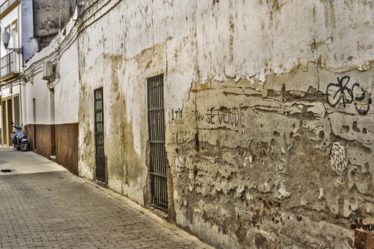 Merida, November 2012.Downtown street  in Merida, capital of Extremadura region in Spain. Merida is the capital city of Extremadura region in Spain. 60,000 population. Founded at Roman Empire I century B. C.