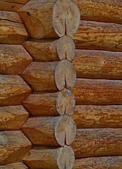 background or texture of wooden house corner joints