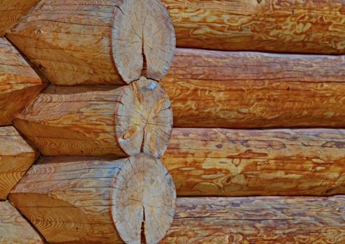 background or texture of wooden house corner joints