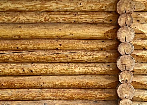 background or texture of a wooden log cabin wall