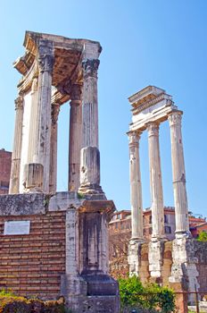 Roman forum in Rome (Temple of Vesta and Temple of Castor and Pollux)