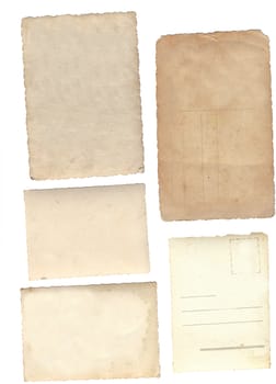 Collage of old paper isolated on white background