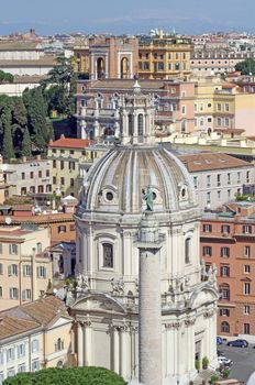 Up view of Rome From Vittorio Emanuel II Monument, Traian column in front