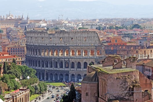 The symbol of Rome, Colosseum view from Vittorio Emanuel II Monument