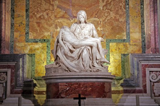 ROME, ITALY - MARCH 07: Pieta by Michelangelo in Saint Peter's Basilica, Vatican on March 07, 2011 in Rome, Italy