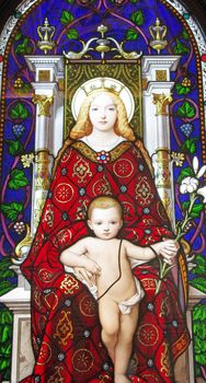 Mother and Child, stained glass in Vatican Museum