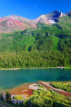 Beautiful Lake Josephine of Glacier National Park in Montana.