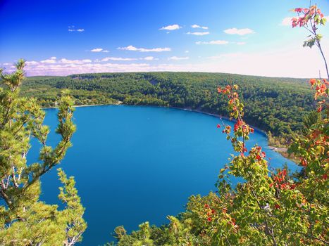 Beautiful view of Devils Lake State Park in Wisconsin.