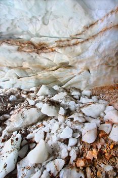 Ice Cave near the Angel Glacier in Jasper National Park - Canada.
