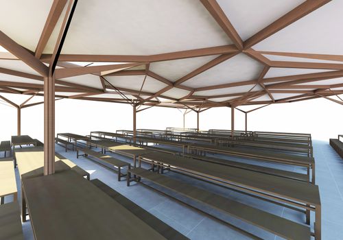 3D Rendered of Canteen,Organic Architecture