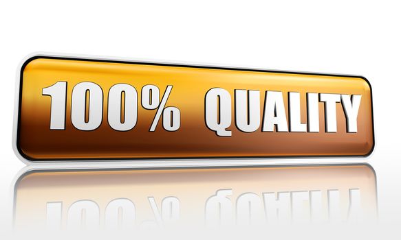 100 percent quality golden 3d banner with text