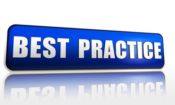 Best practice blue 3d banner with text