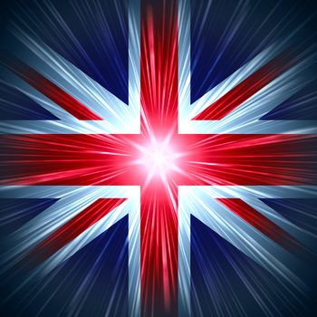 British Union Jack national flag with light rays