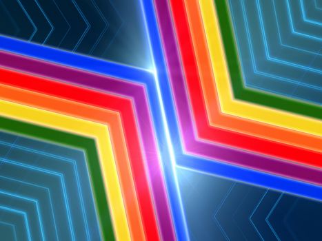 Blue background color stripes and white lines