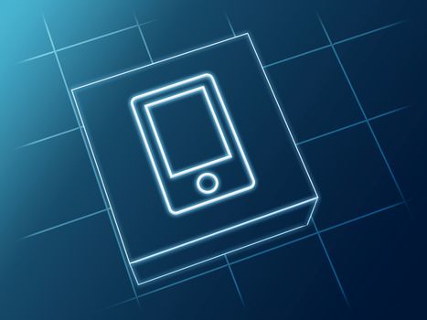 wire glowing Smartphone sign over box and net