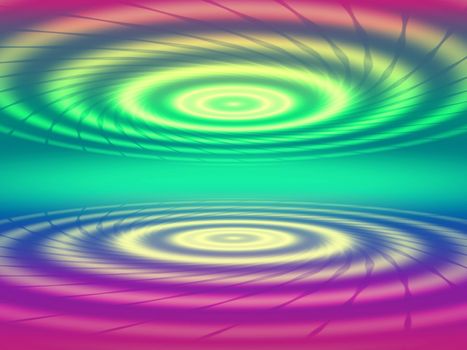 two abstract color concentric circles like spirals