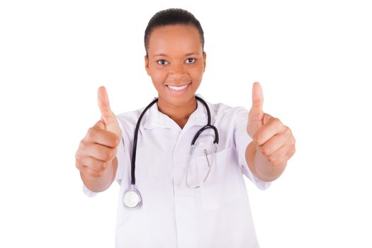 African american woman doctor a over white background, isolated