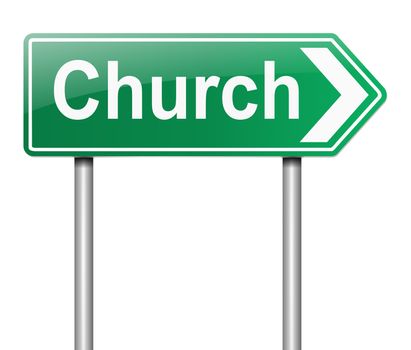 Illustration depicting a sign directing to Church.