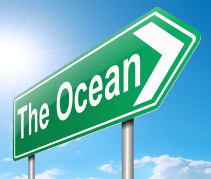 Illustration depicting a sign directing to the ocean.