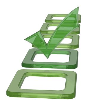 Green glossy Check mark on white background