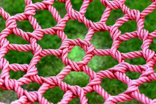 Red web in front of a green background