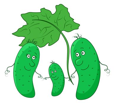 Cartoon, family of cucumbers, : mother, father and child