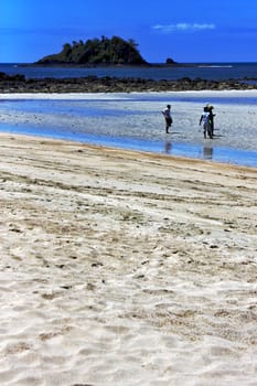 nosy bea ,andilana beach, madagascar lagoon , coastline and sand