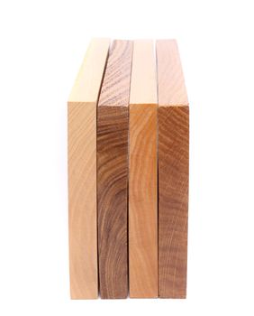 Four vertical boards (elm, acacia, lime, oak)