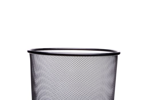 Top metal trash can isolated on white background