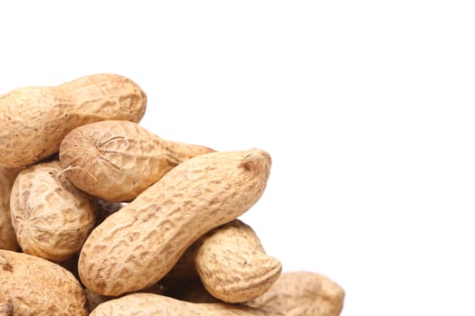 White background and peanuts left