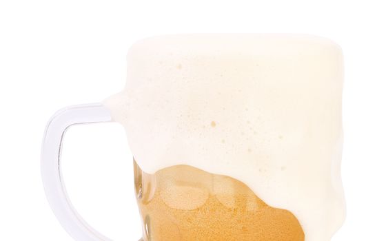 Mug of beer with froth close-up