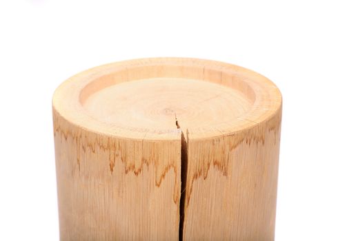 A cylindrical timber with a crack