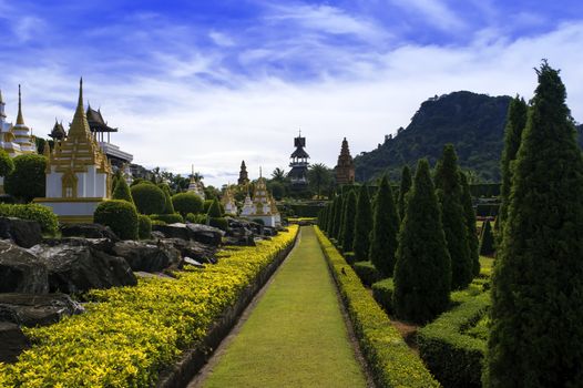 French park. Nong Nooch Tropical Botanical Garden.