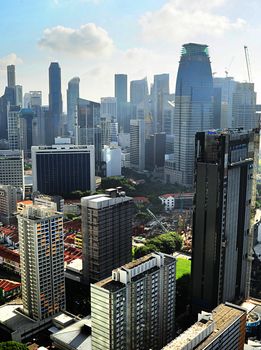 Aerial view of Singapore downtown in the morning