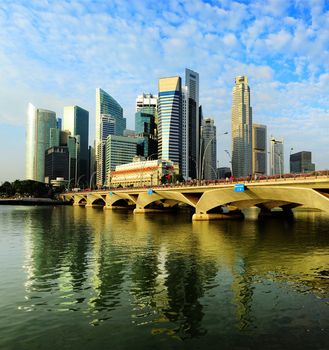 View of Singapore downtown in the sunshine morning