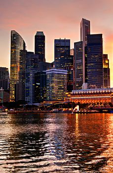 View of Singapore at a beautiful sunset